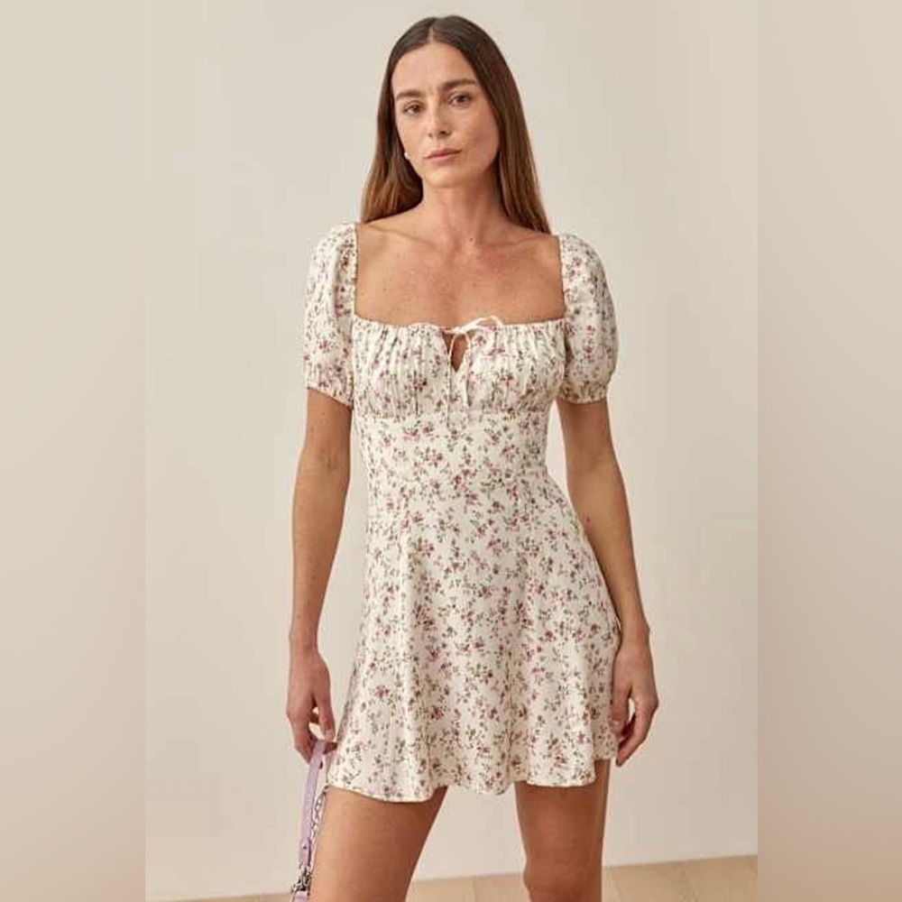 🌼 ELODIE by Anthropology Floral Puff Sleeve Dress L